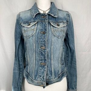 vintage y2k abercrombie & fitch denim jean jacket with detailing